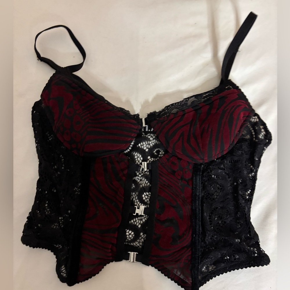 I.AM.GIA Black Lace Crop Top